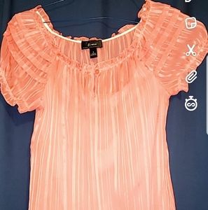 Byer california sheer orange blouse with built in